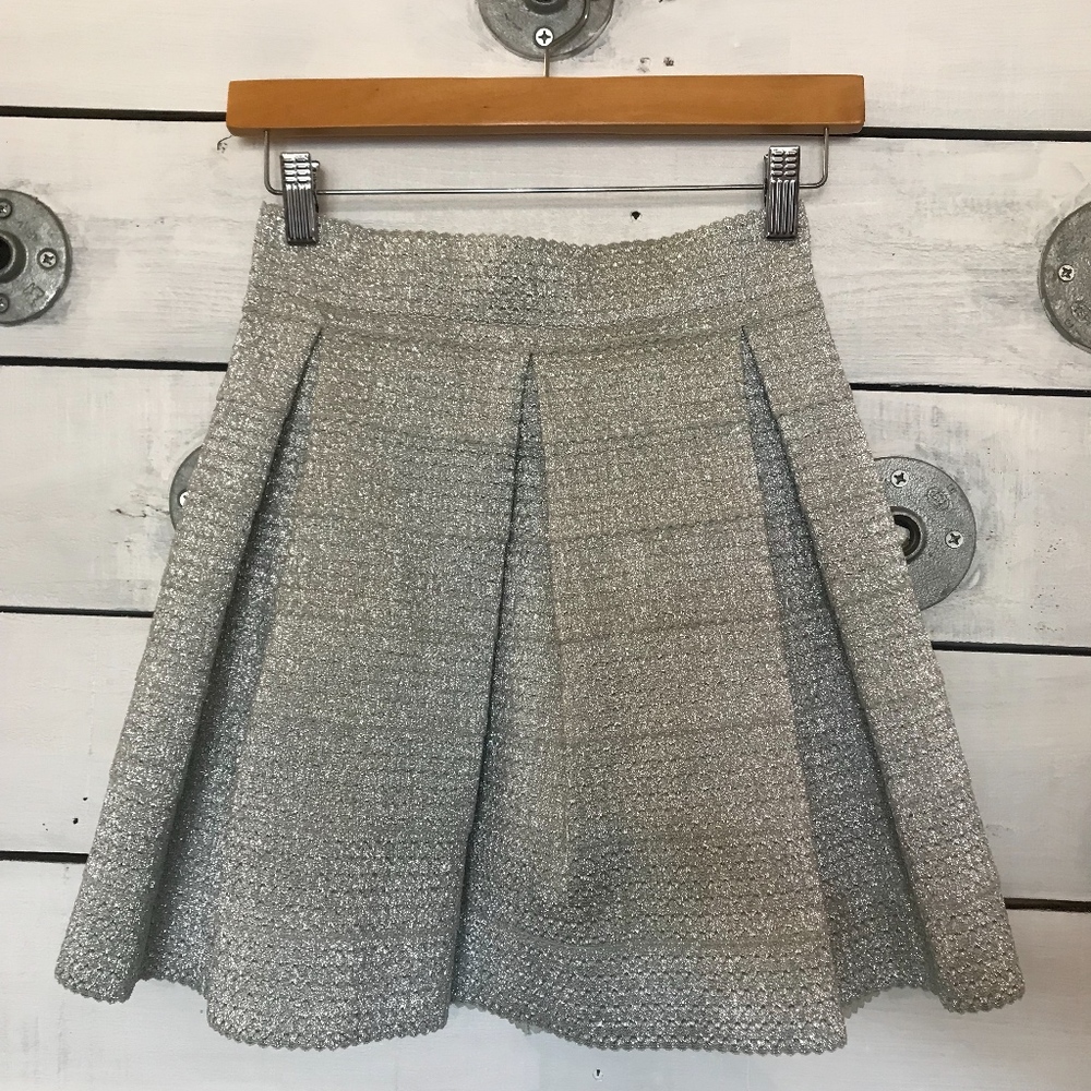 Metallic Pleat Mini Skirt